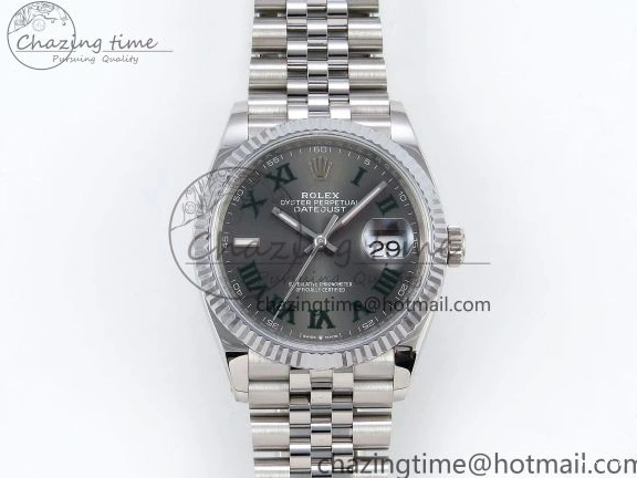 MiroTime 0313 Datejust 36mm 126234 904L Steel HGF 1:1 Best Edition Gray Dial Green Roman on SS Bracelet VR UrbanChic 1476